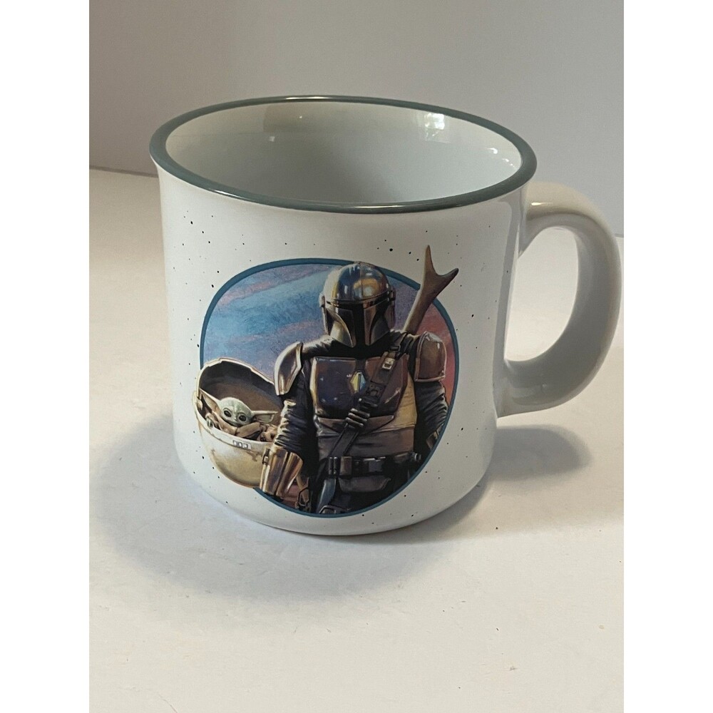 Star Wars The Mandalorian 20 Oz Ceramic Mug Silver Buffalo Grogu Din Djarin Spec